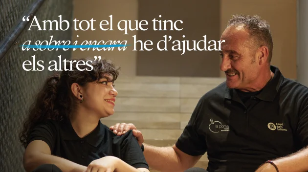Text: Amb tot el que tinc a sobre i encara he d'ajudar els altres, amb 'a sobre i encara' ratllat.